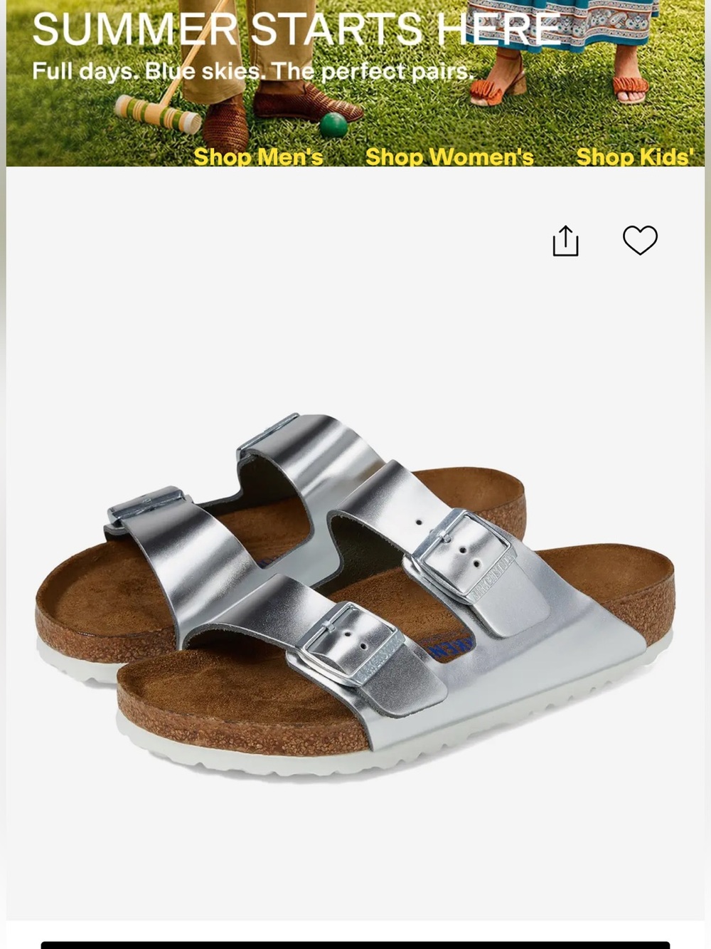 Birkenstock Arizona Soft Footbed - Metallic Leather Sandal size 37 GUC
